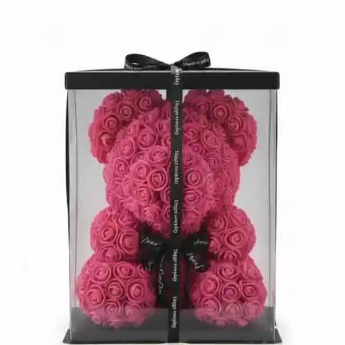 Мече от рози в розово