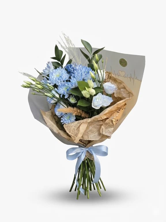 дизайнерски букет в синьо