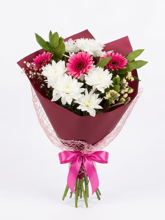 летен букет с гербери и хризантеми