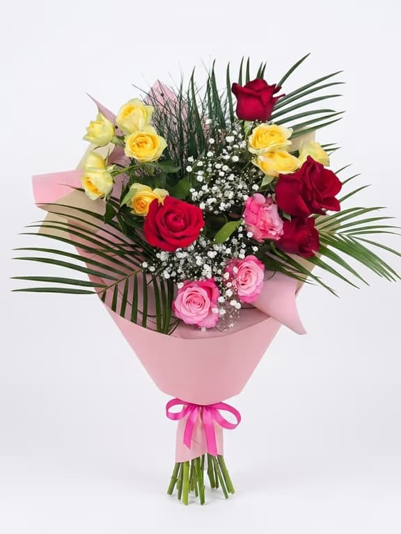 Букет цветни рози