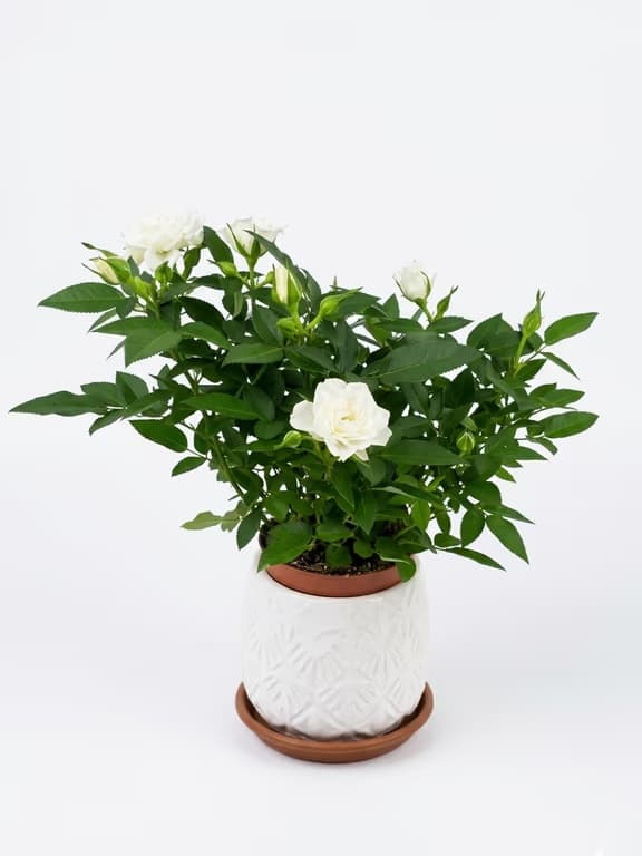 бяла роза в керамика