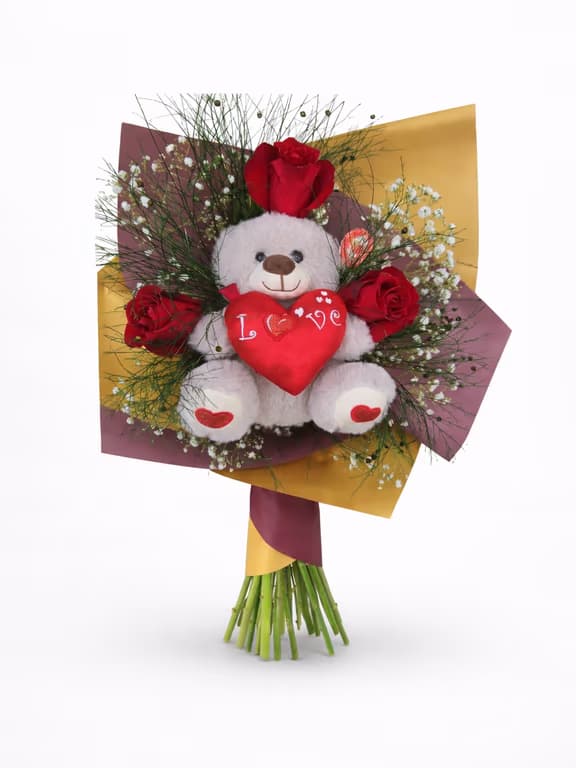 Плюшено мече в букет