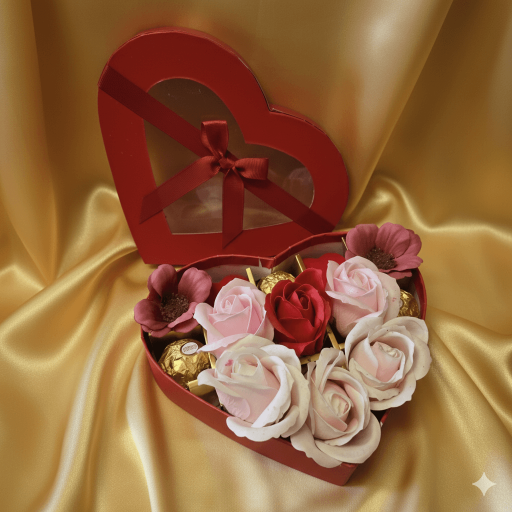 Кутия с рози сърце